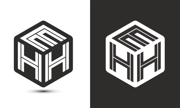 EHH letter logo design with illustrator cube logo vector logo modern alphabet font overlap style