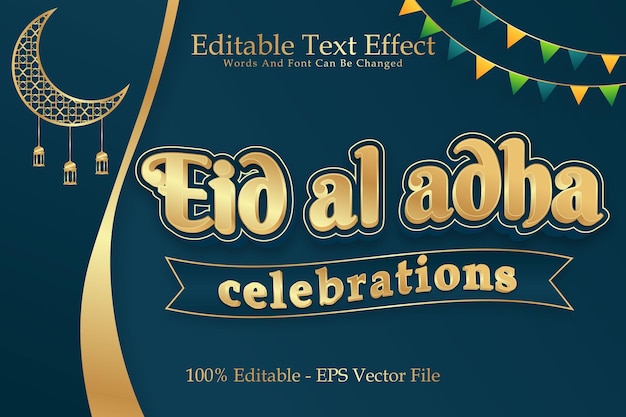 eid al adha celebrations editable text effect 3 dimension emboss modern style