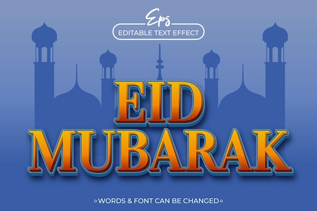 eid mubarak editable text effect template