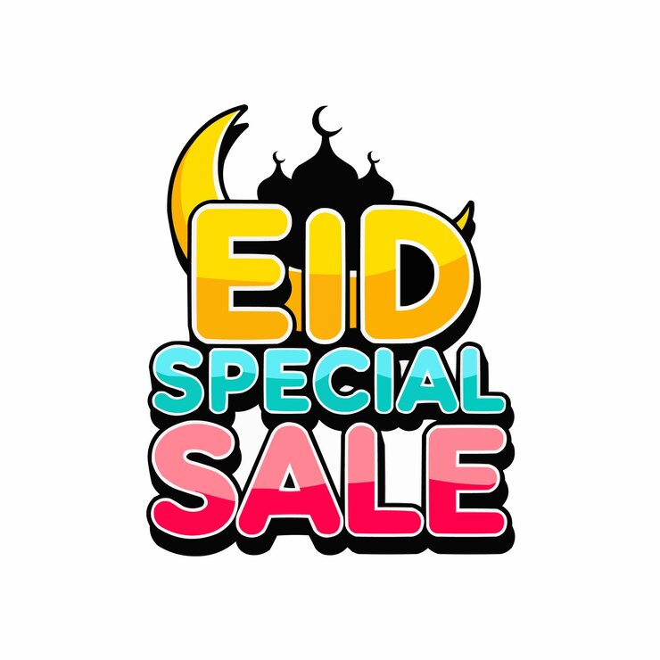 Vector eid sale poster discount 50 off banner or flyer design on white background