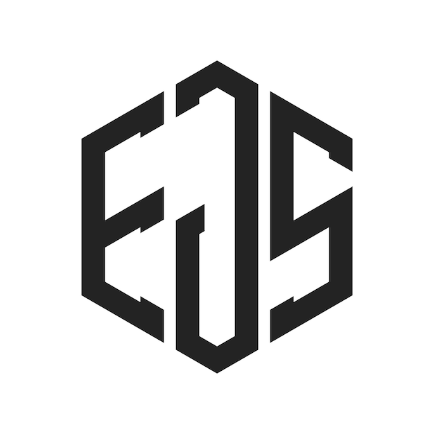 ejs logo design initial letter ejs monogram logo using hexagon shape