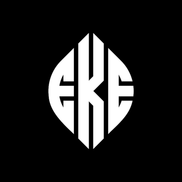 EKE circle letter logo design with circle and ellipse shape EKE ellipse letters with typographic style The three initials form a circle logo EKE Circle Emblem Abstract Monogram Letter Mark Vector