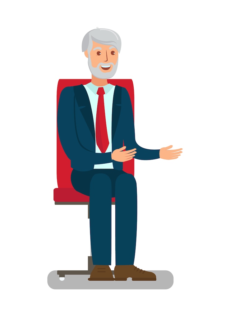 Vector elderly man sitting in chair