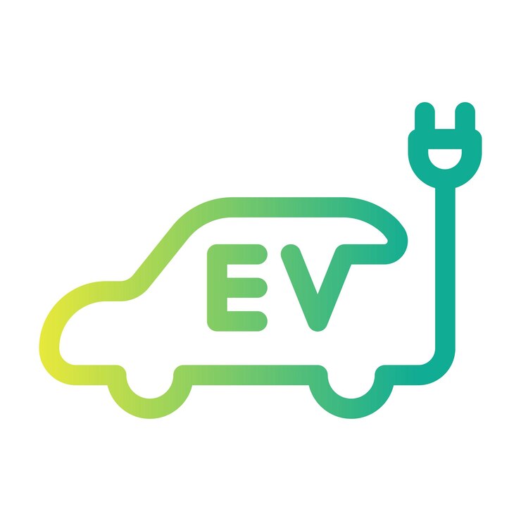 Vector electric car with plug icon