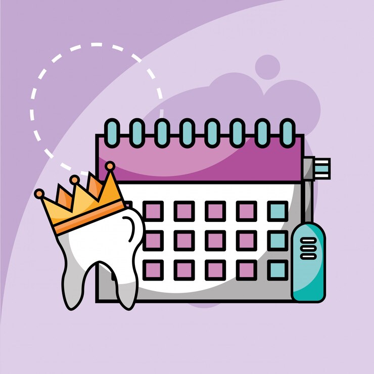 Vector electric toothbrush tooth and calendar planning