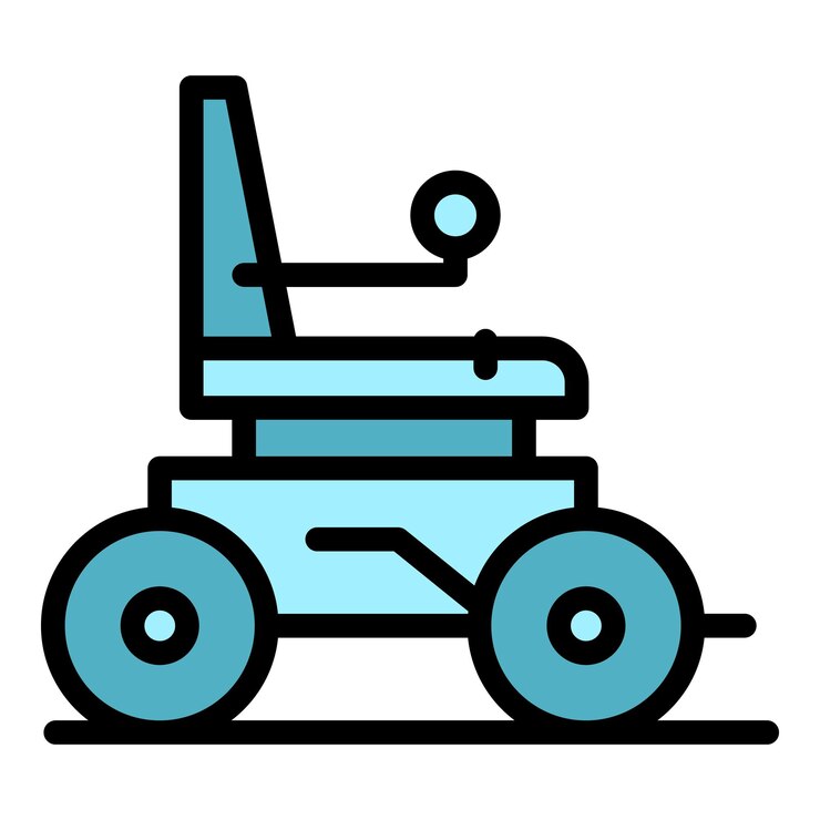 Vector electric wheelchair equipment icon outline vector scooter chair power drive color flat