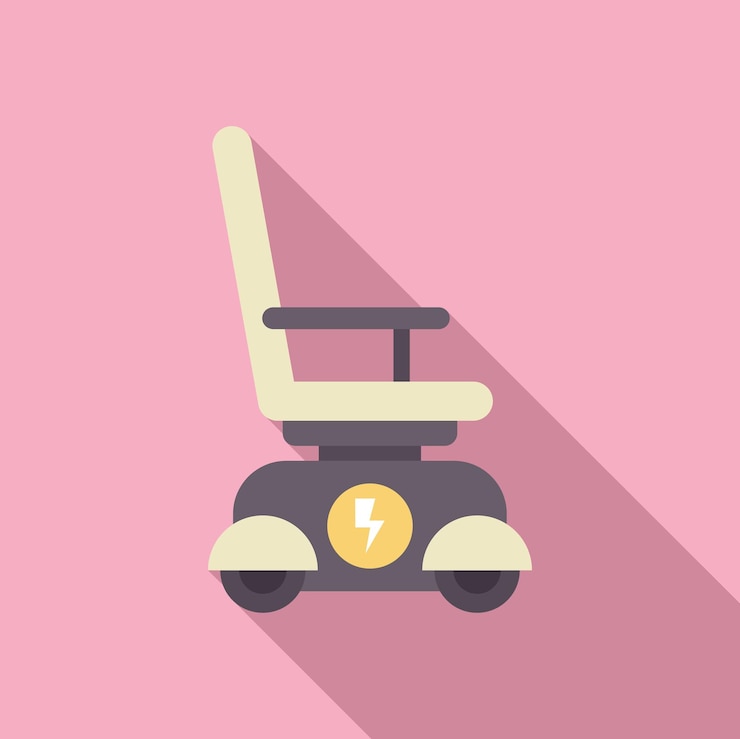 Vector electric wheelchair icon showing disability and mobility issues
