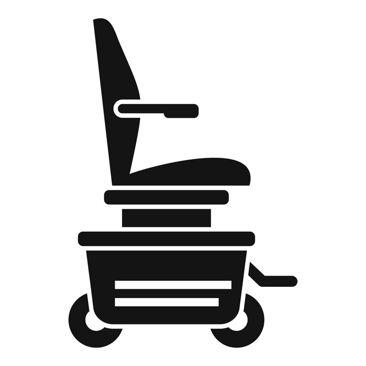 Vector electric wheelchair with foot support for disabled people side view
