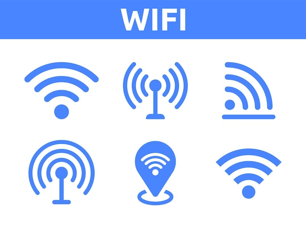 Electronic device wireless internet connection wifi symbols icons set Vector illustration