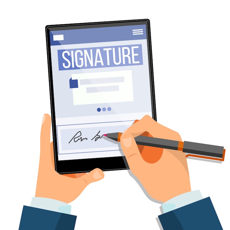 Vector electronic signature tablet 