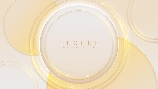elegant background with circle frame elements and golden lines with glitter light effect.