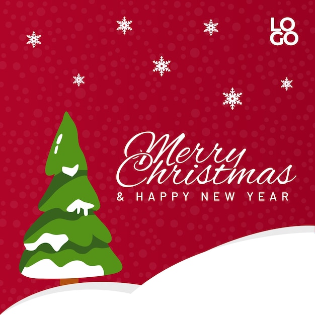 Elegant Christmas with Christmas tree on red background