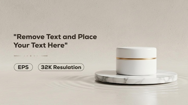 Vector elegant cosmetic jar product mockup on marble base