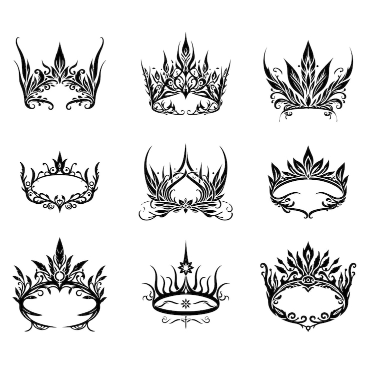 Vector elegant crowns in the elven style vector illustration
