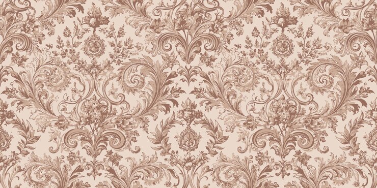 Elegant floral vintage wallpaper pattern in soft beige and brown tones