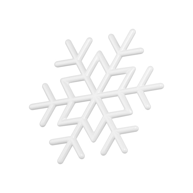 elegant glossy metallic or glass clean surface white isometric ornamental snowflake 3d vector
