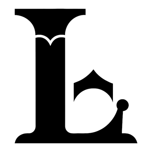 Elegant lowercase letter L black and white typography minimalist design
