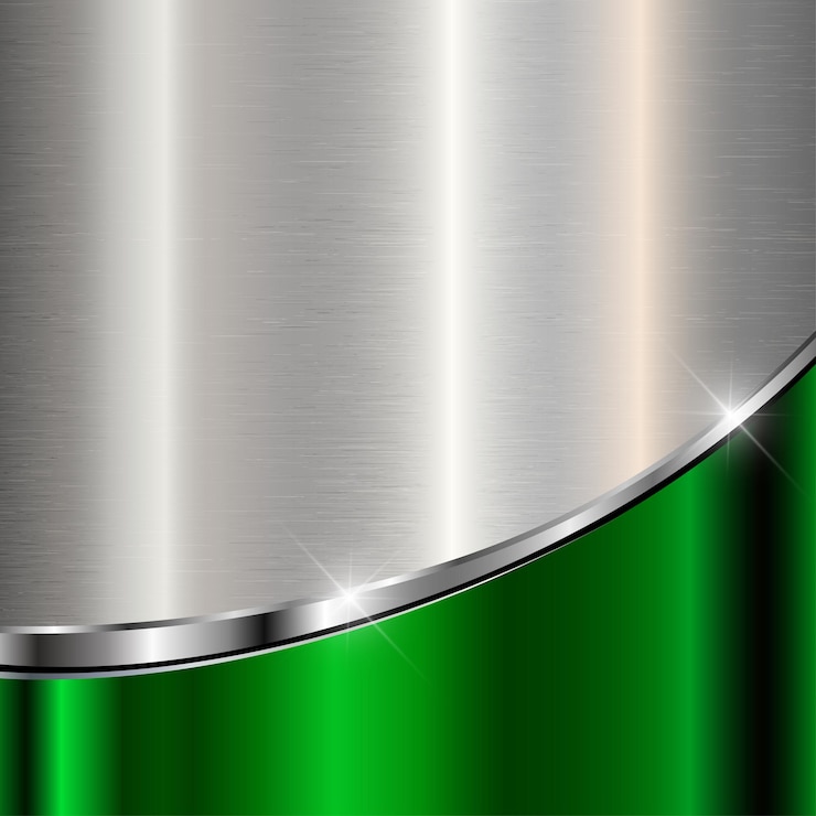 Elegant metallic background with silver green chrome brushed metal texture