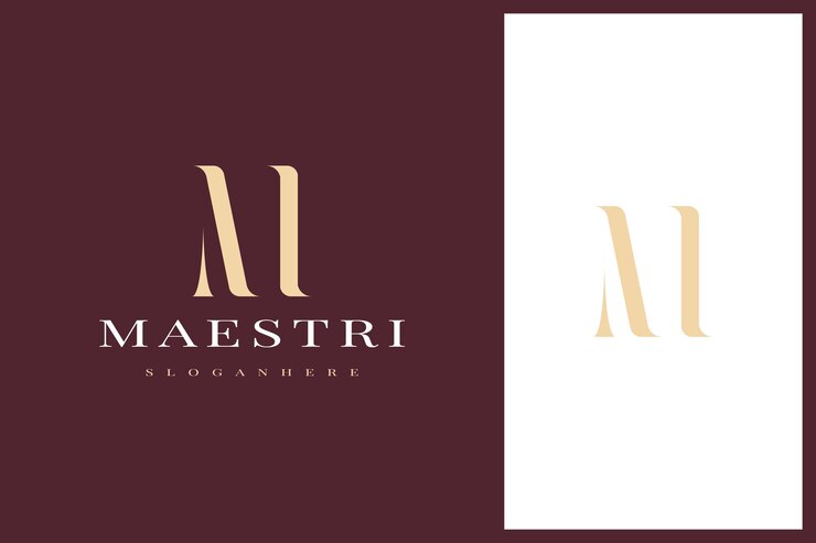 Vector elegant simple minimal luxury serif font alphabet letter m logo design