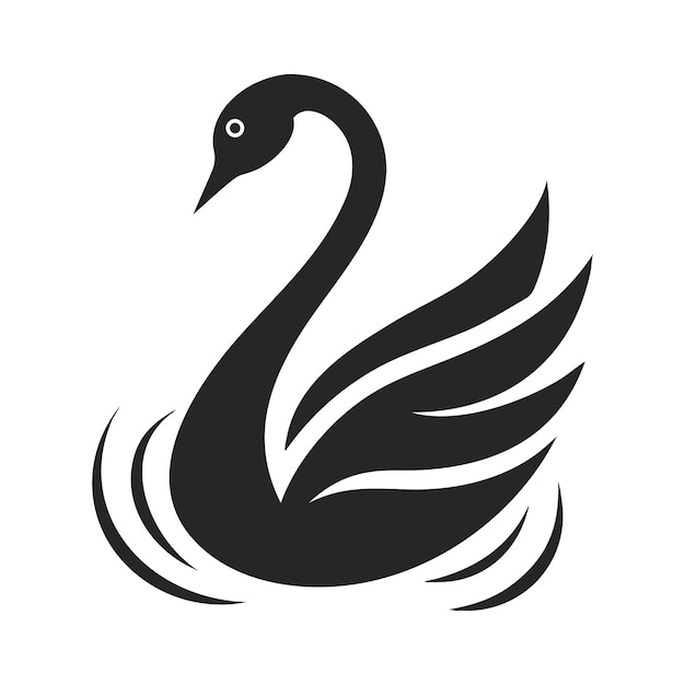 Elegant Swan Silhouette Vector with Minimalist Curves
