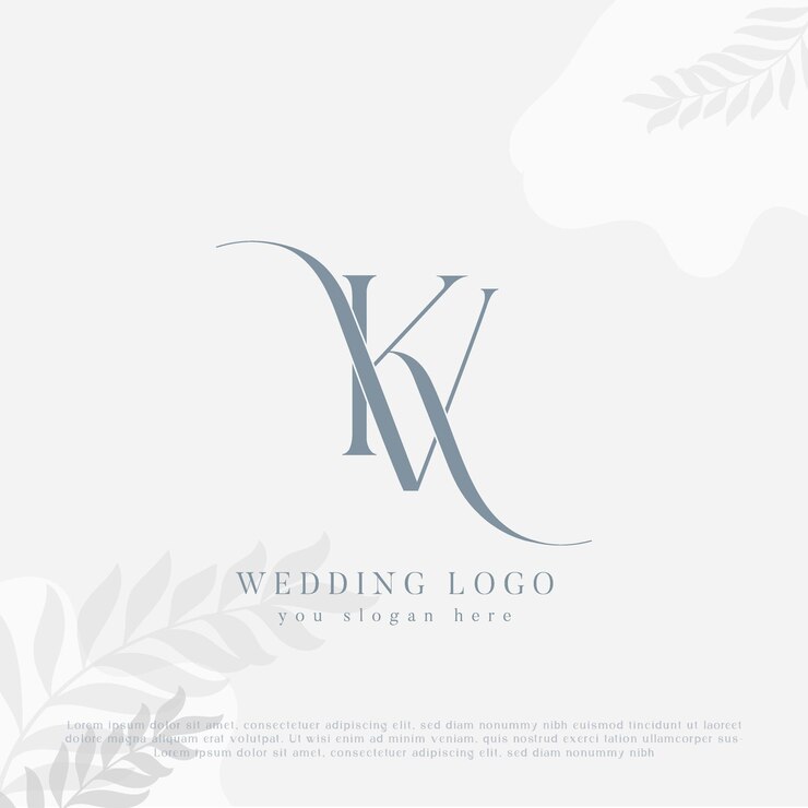 Vector elegant wedding logo with initials kv and vk