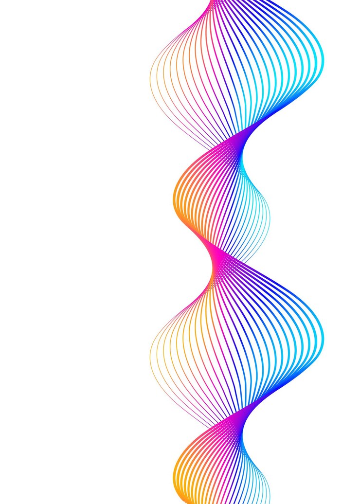 Elemen desain Gelombang dari banyak lingkaran garis ungu Cincin garis bergelombang vertikal abstrak pada latar belakang putih terisolasi Ilustrasi vektor EPS 10 Gelombang warna-warni dengan garis yang dibuat menggunakan Blend Tool