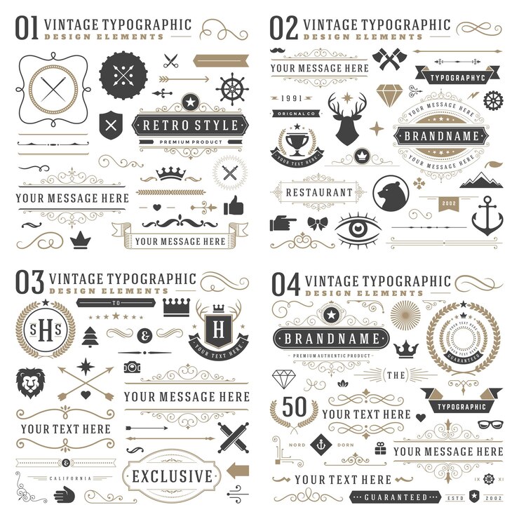 Vector elemen desain tipografi vintage retro
