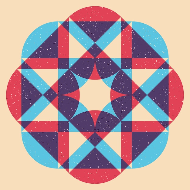 Elemen Grafik Vektor objek geometris dengan efek cetak riso