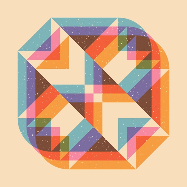 Elemen Grafik Vektor objek geometris dengan efek cetak riso