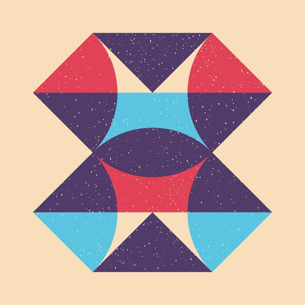 Elemen Grafik Vektor objek geometris dengan efek cetak riso