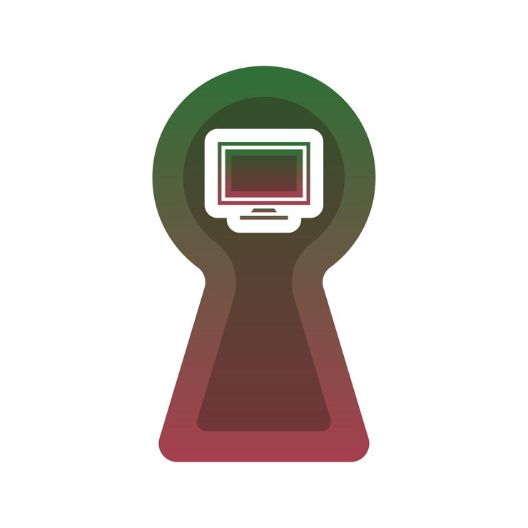Vector elemen ikon templat desain gradien logo lubang kunci monitor