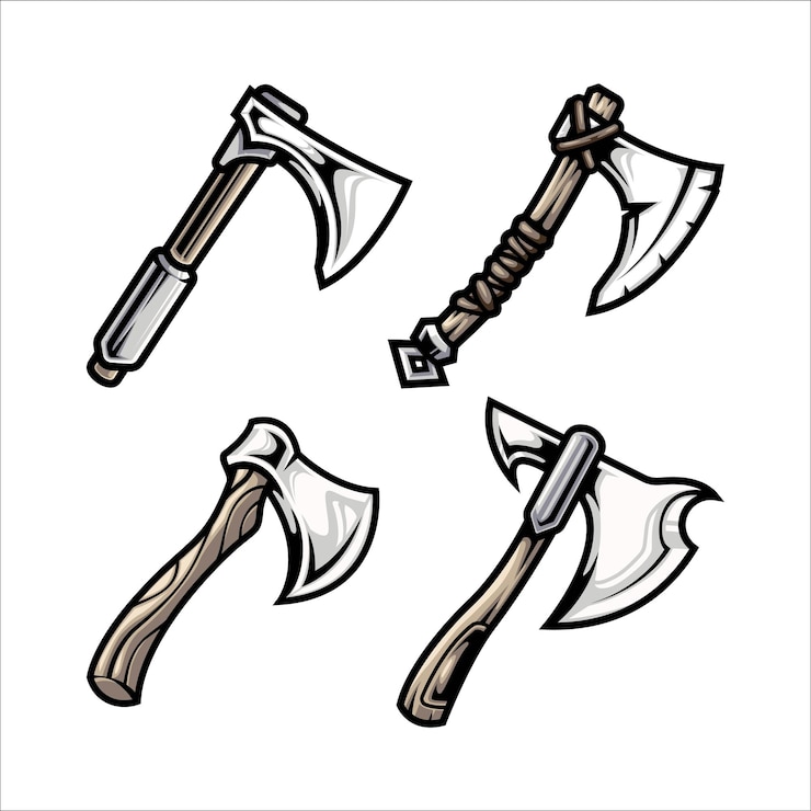 Vector elements of lumber axe color illustration premium