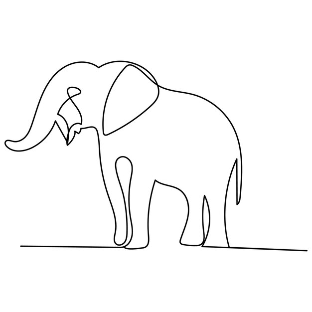Elephant continuous one line drawing outline vector illustration