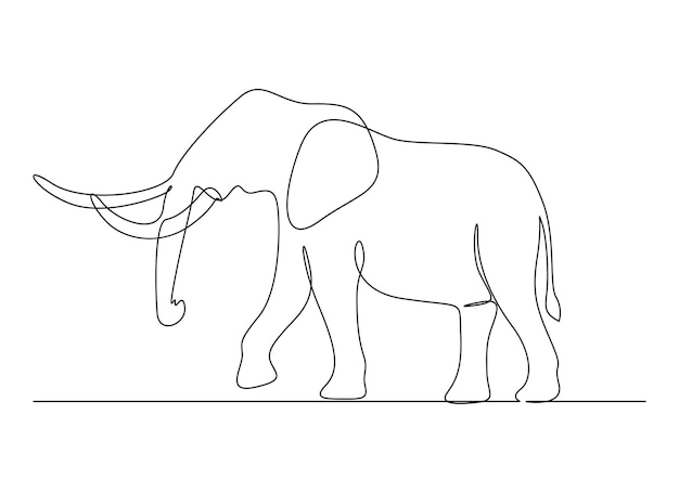 Elephant single continuous line drawing Animal logo Isolated on white background vector