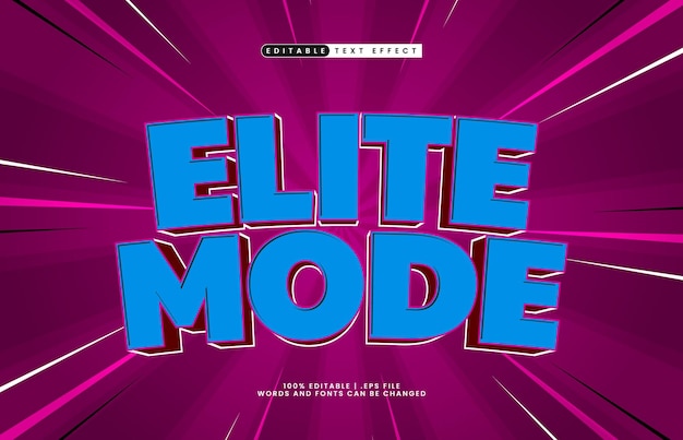 elite mode editable text effect with a kids and game text style