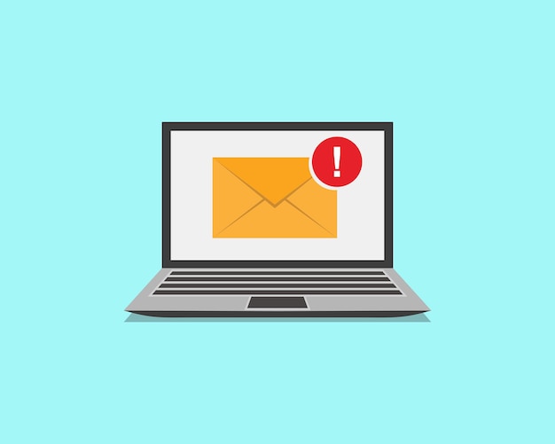 email message on screen in laptop message reminder concept envelope sign in speech bubble on laptop