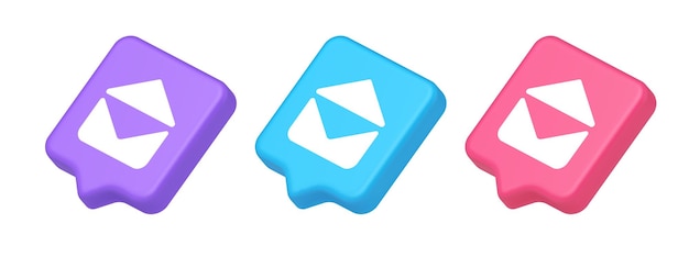 Email open envelope letter received incoming message button 3d realistic icon