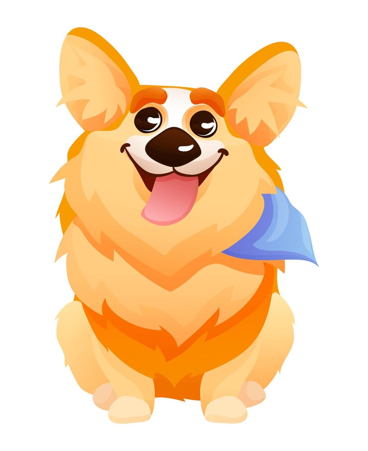 Vector emotional cute corgi dog with tongue sticking out puppy doggy corgi domestic pets emotion haired puppy looks foxlike isolated cartoon vector