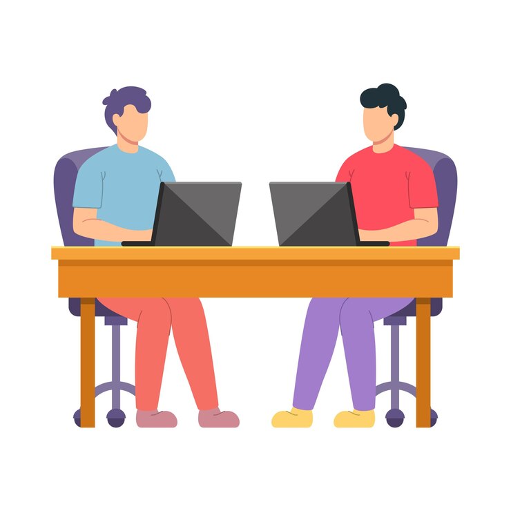 Vector employees are having discussions flat design
