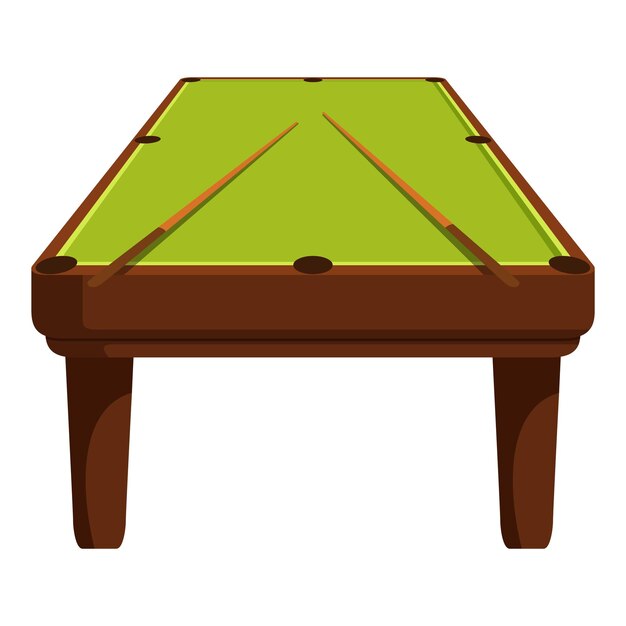 empty billiard table with two cues forming triangle on green surface