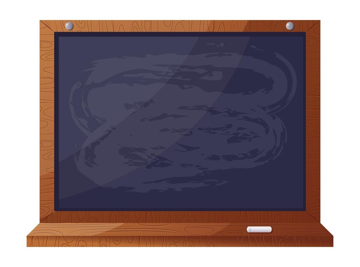 Vector empty classroom chalkboard with wooden frame