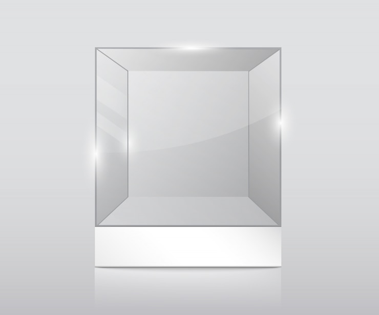 Vector empty glass showcase.