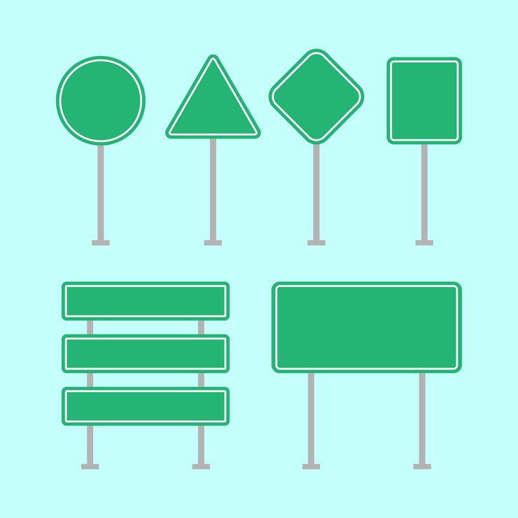 Empty Green Street Signs Vector Set