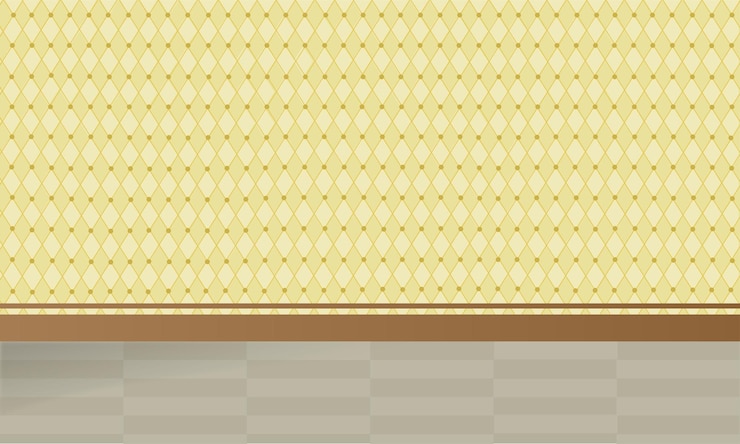 Vector empty room wood grain floor yellow wall