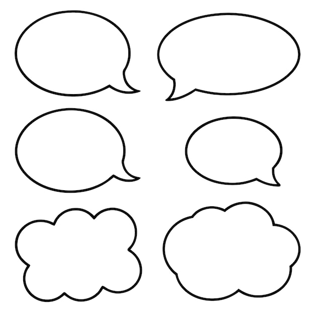 Empty speech bubbles outline set silhouette vector illustration design