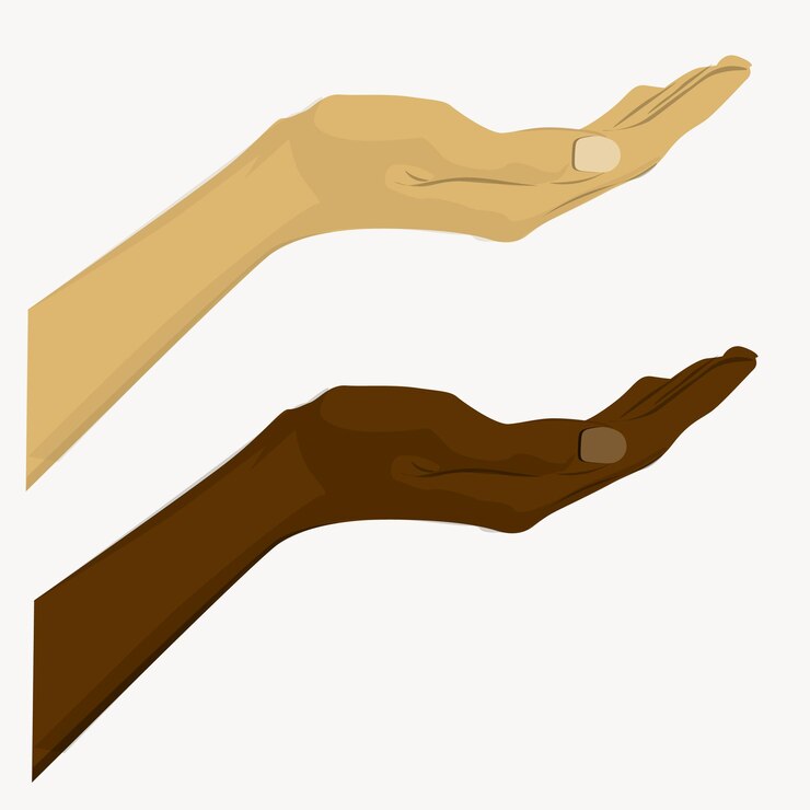 empty young female hand to hold something vector illustration isolated on white background