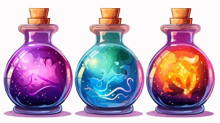 Vector enchanting cartoon magic potion vector illustration