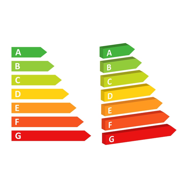 Vector energy efficiency in flat style ecological class vector illustration on isolated background electric performance sign business concept