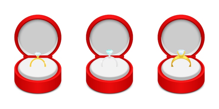 Vector engagement ring   illustration  on white background