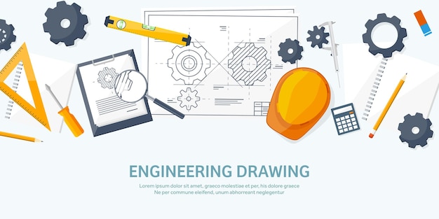 engineering and architecture vector illustration drawing and construction architectural project